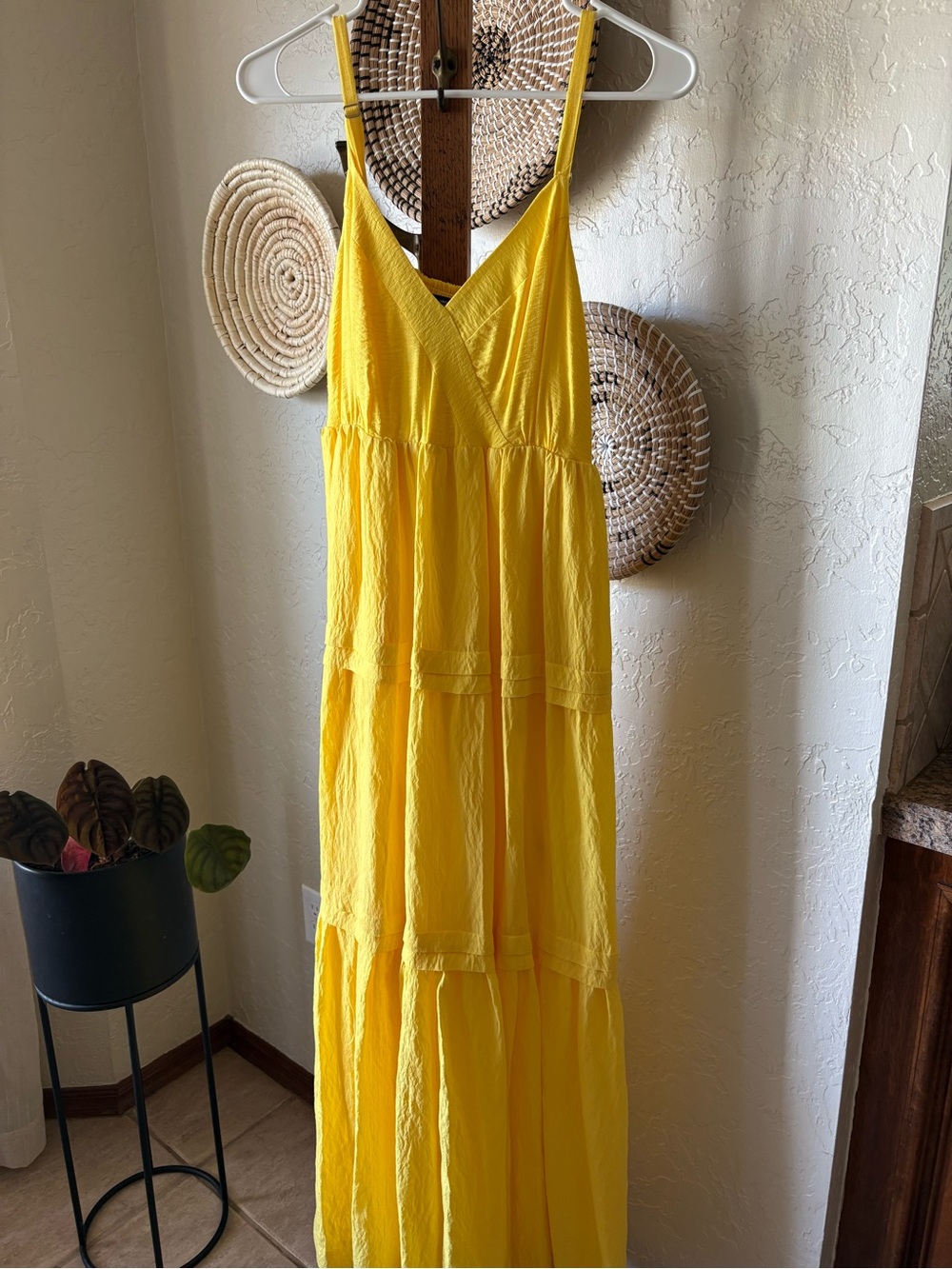 Yellow Sleeveless Maxi Dress with V-Neck